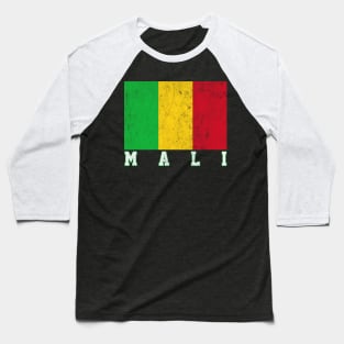 Mali / West Africa - Vintage Style Flag Design Baseball T-Shirt